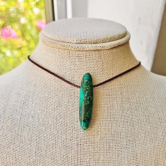 Handmade Jewelry - Earthy Impression Jasper Stick (Dark Brown) Minimalist Necklace/Choker